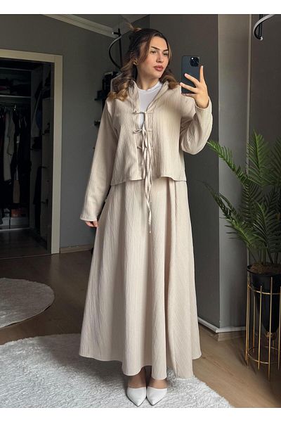 Qenz Modest Eid Suit -Κρέμα