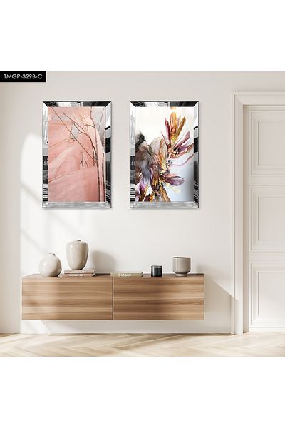 Zevahir Mobilya Dekorasyon SET DE MASA MODERNĂ DUALĂ MDF CU CADRU DE PLEXY CU Oglindă SILVER