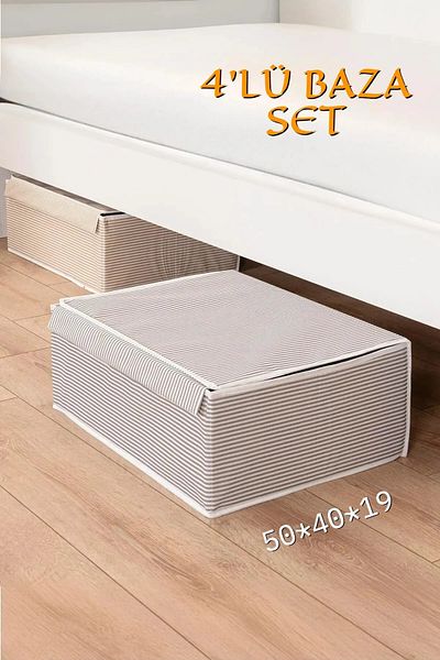 Enuverbi 4 Pieces Box Storage Box and under Bed Compatible Clothes Pillow Storage Organizer Storage Box 50X40X19