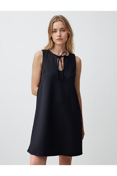 Jimmy Key Black Relaxed Fit Halterneck Sleeveless Woven Mini Dress