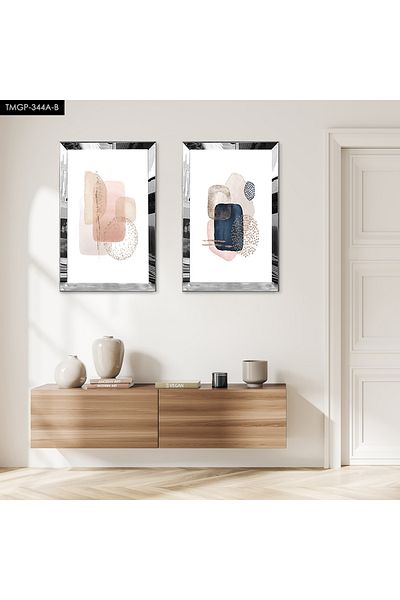 Zevahir Mobilya Dekorasyon SET DE MASA MDF DUBLA CU CADRU PLEXY CU OGLINDA SILVER FOND ALB FORME CREAM