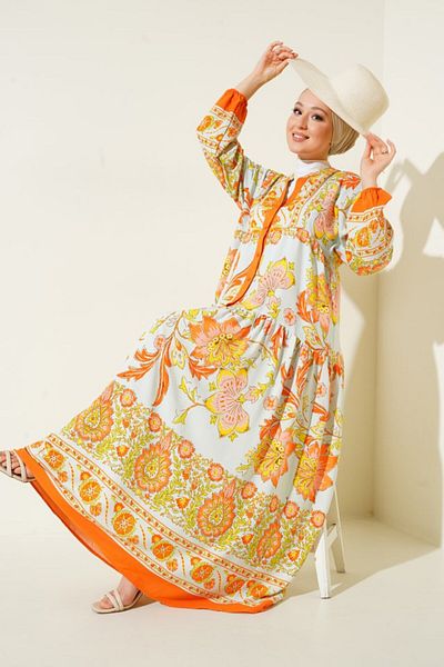 JANES 2423 Authentic Patterned Dress - Green