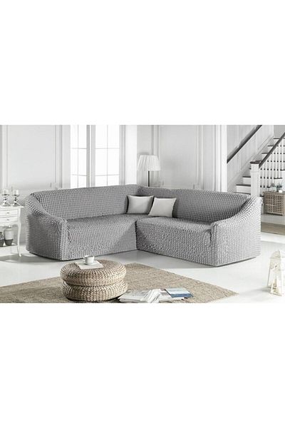 ARTUÇ Bürümcük L Corner Sofa Cover, Without Skirt, Wrap Around, Elastic, Standard