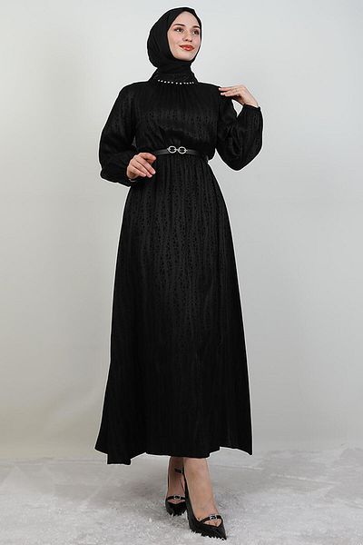 GİYZAMİLA Speckle Patterned Dress Black