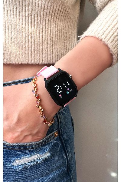 Aqua Di Polo 1987 Unisex růžové silikonové digitální LED náramkové hodinky APWR033307