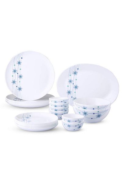 British Chef 21 Pieces Opalware Dinner Set- Microwave, Dishwasher & Frezzer Safe | Bluebell Dinnerware Set