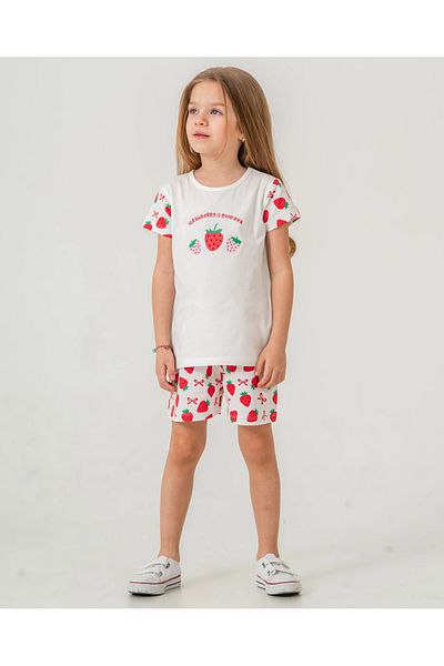 My Hanne Strawberry Printed Girl's Shorts Suit 50360