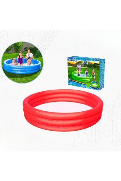 BESTWAY Inflatable 3-Ring Paddling Pool, designed for children aged 3 and up.