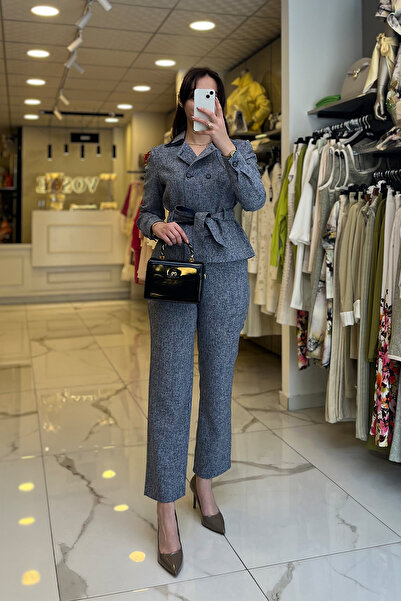 Vosse Sedna Lacivert Kuşaklı,Düğmeli Takım