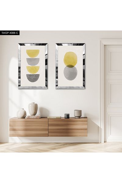 Zevahir Mobilya Dekorasyon SET DE MASA MDF DUBLA CU CADRU PLEXY CU OGLINDA SILVER, FUNG DE FOND ALB MODERN