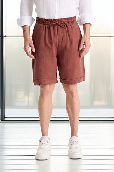 Valiberta Lightweight and Comfortable Double Leg Muslin Men's Shorts - Tile