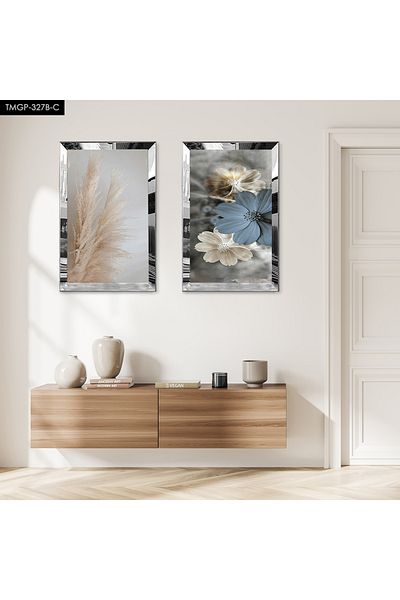 Zevahir Mobilya Dekorasyon SET DE MASA MODERNA DUBLA MDF CU CADRU DE PLEXY CU MIROR SILVER