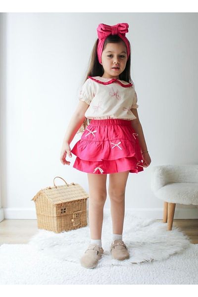 SANTRALBEBE Girl's Bow Skirt Set