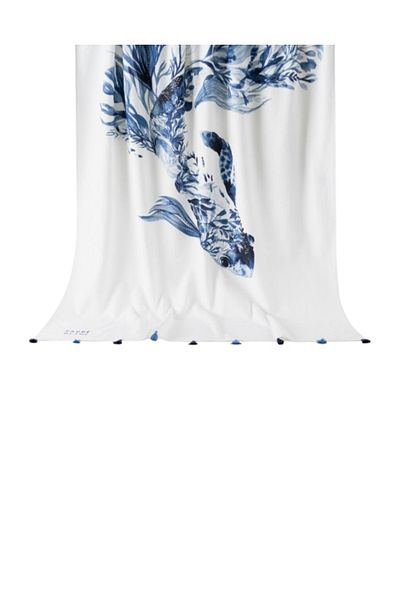 Havlu Denizi Ev Tekstil Ürünleri Fish Patterned Tassel Detailed Beach Towel