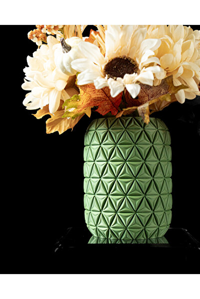 GRAT3D Trivo Desenli Yeşil Vazo 18 CM