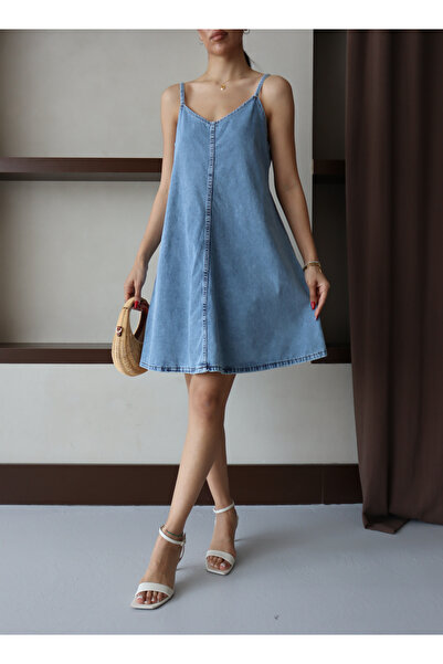 Butik Γυναικείο τζιν κοντό φαρδύ φόρεμα