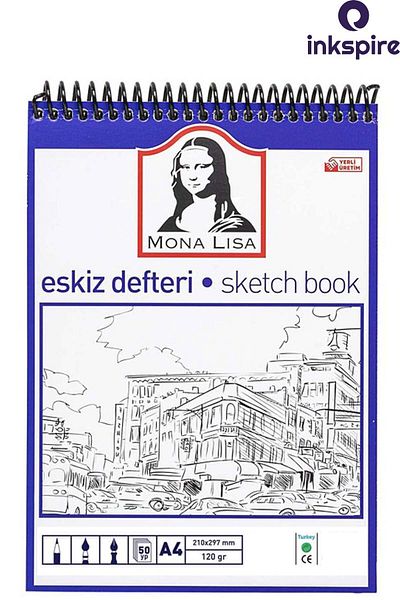 inkspire A4 Sketchbook 120 Gr Spiral 1 Piece Wirebound Sketchbook Top Opening Sketch Drawing Sketch Book
