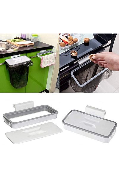 Jzk Set Of 2 Garbage Bag Holders, Plastic, White/gray, 24.3 X 11 X 3 Cm