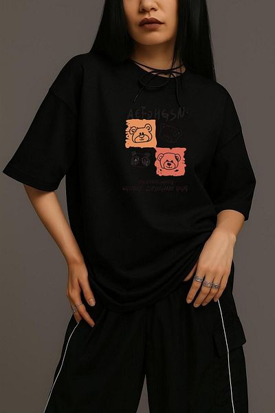 BENROMA 1 προϊόν δώρο για αγορές 6 και άνω Μπλουζάκι Unisex Oversize με στάμπα αρκουδάκι