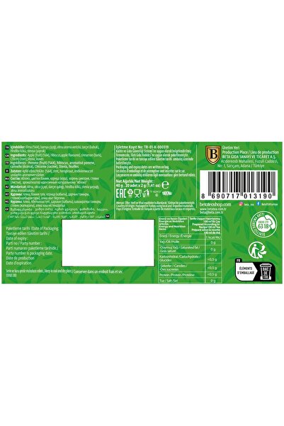 Beta Tea Elma Çayı 20 Adet - Beta Fruitea Collection