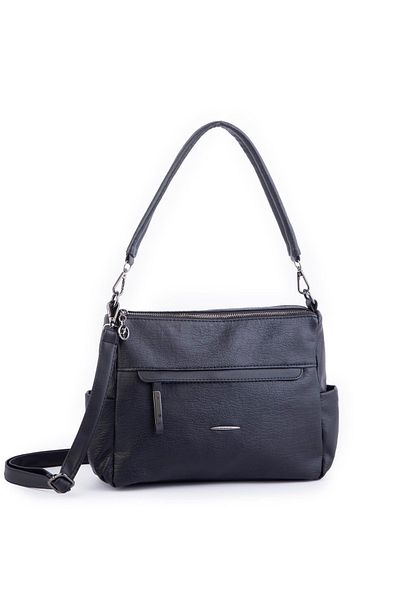 Nas Bag Geantă de umăr și crossbody cu curele duble, moale și ușoare, cu mai multe compartimente - Black Lisbon (30x24 cm)