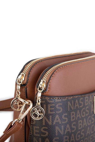 Nas Bag Geantă de damă cu două compartimente Geantă elegantă - maro maro scris