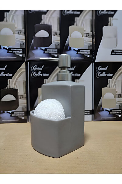 A A Company Lüks Porselen Mat Beyaz Siyah Gri Süngerli Mutfak Sıvı Sabunluk B...