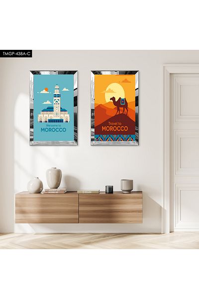 Zevahir Mobilya Dekorasyon SET DE MASA MASA MDF DUBLA CU CADRU DE PLEXY CU OGLINDA SILVER FOND COLORAT