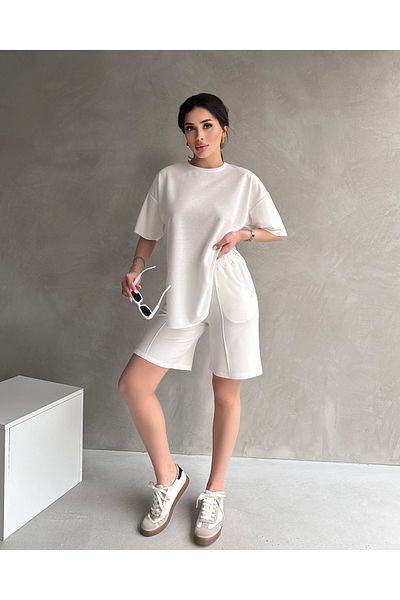 COOL TARZ Women's Modal Fabric Oversize Short Sleeve Women's Tracksuit Set with Shorts, Soft Fabric with Laces