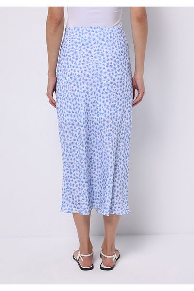 Colin's Midi Printed Zippered Women's Blue Skirt