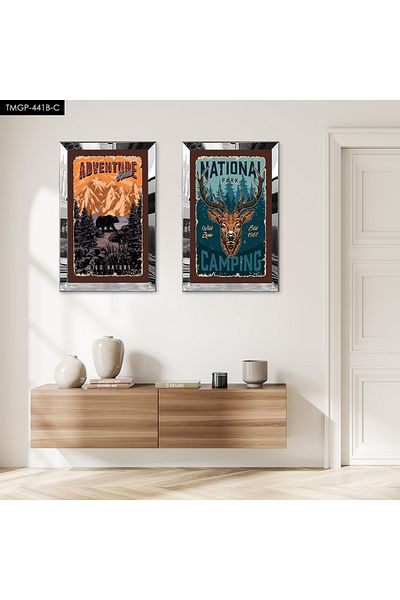 Zevahir Mobilya Dekorasyon SET DE MASA BILATERAL MDF BANER MODERN CU CADRU DE PLEXY CU OGLINDA DE ARGINT