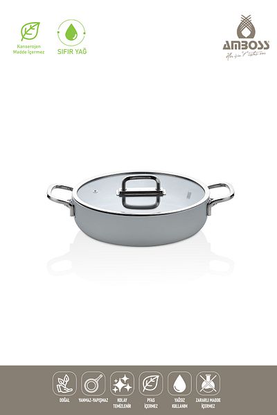 Amboss Sera Nova Ceramic Non-Stick Non-Stick Flat Pot 26 cm – Gray