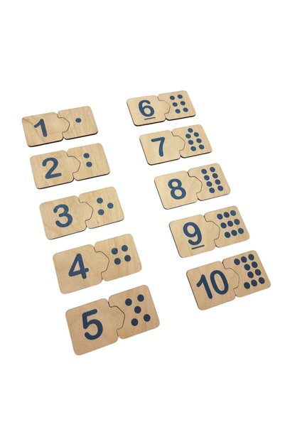 Mind of Toys Wooden Number Matching, Blue, Number Puzzle, Wooden Puzzle, Montessori Number Puzzle Game, Counting Game