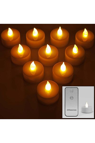 monzana Set Of 10, Led Candles With Flame Effect, With Remote Control,