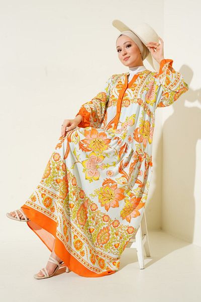 JANES 2423 Authentic Patterned Dress - Green
