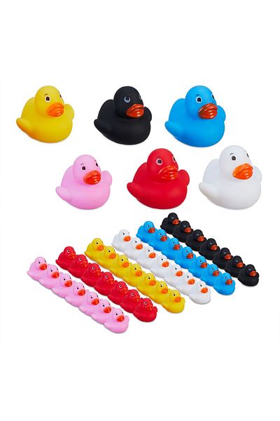 Relaxdays Bath toy set, duck, 48 pieces, multicolor, 3 x 4 x 4 cm