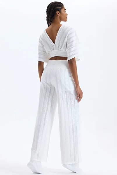COMEUP Jacquard Hole Patterned Shorts Trousers White