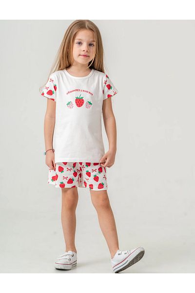 My Hanne Strawberry Printed Girl's Shorts Suit 50360