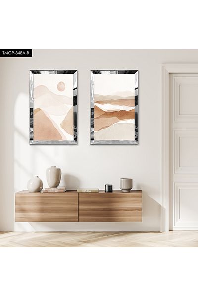 Zevahir Mobilya Dekorasyon SET DE MASA DECORATIVA DUBLA MDF MOUNTAIN MAZAR MODERN CU CADRU DE PLEXY CU OGLINDA SILVER