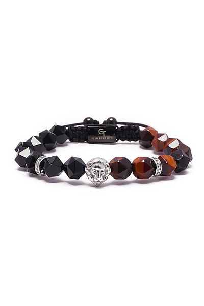 GT Collection GT Collection, Men's Bracelet Lion Head with TIGER EYE, ONIX Energy Stones, One Size&Adjustable Cord