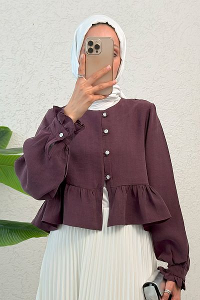 Salih Çelebi Ruffled Hem Shirt 2321 - Cherry Rotten