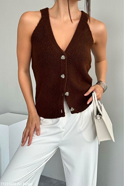 4S WOMEN 4S Women's Strappy V-Neck Knitted Vest