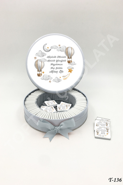 KAKAO AĞACI 100 Adet Balonlu Ay Yıldızlı Erkek Bebek Çikolatası