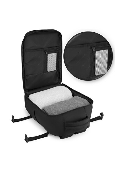 zagatto Σακίδιο πλάτης ταξιδιού, μαύρο, χειραποσκευή καμπίνας, 40x20x15 cm, Wizz Air/ Ryanair, 10kg, ZG950