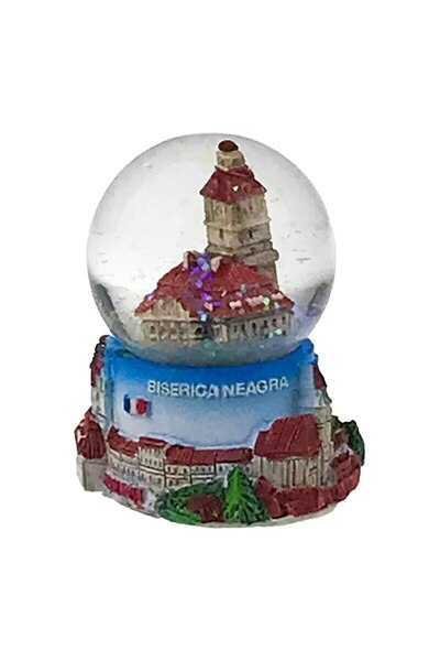 OEM Glass globe with water, on resin stand, with Brasov, 5x6 cm, multicolor
