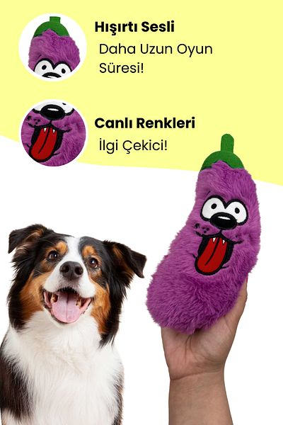 Havhav Chubby Eggplant Dog Toy Purple Colorful Rustling Sound Plush Dog Toy Dog Sleeping Companion