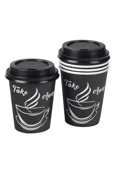 OEM Pahare de carton, model pentru mâncare la pachet, capacitate 270 ml, 30 bucăți, negru/alb