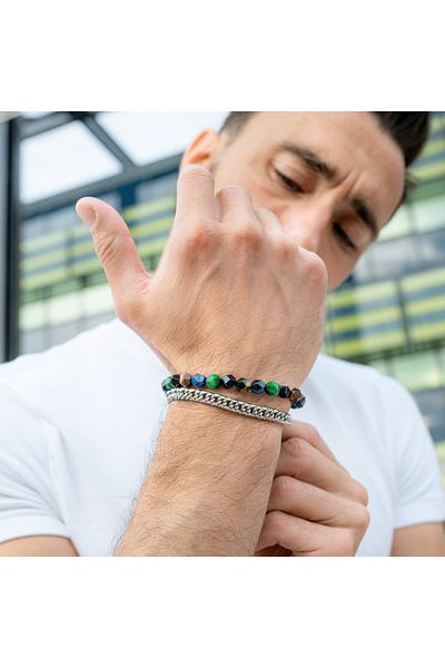 GT Collection GT Collection, Men's Faceted Bracelet with Mix TIGER EYE Energy Stones, One Size, Adjustable Closure