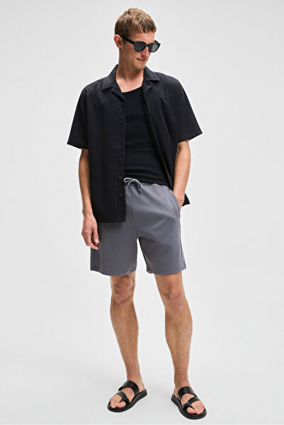 GRIMELANGE TYRONE Erkek Beli Lastikli Arka Tek Cepli Relaxed Fit Gri Şort