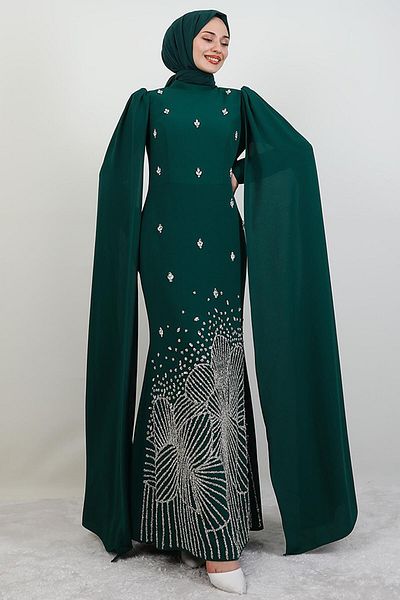GİYZAMİLA Βραδινό φόρεμα Zeynep Stone Emerald